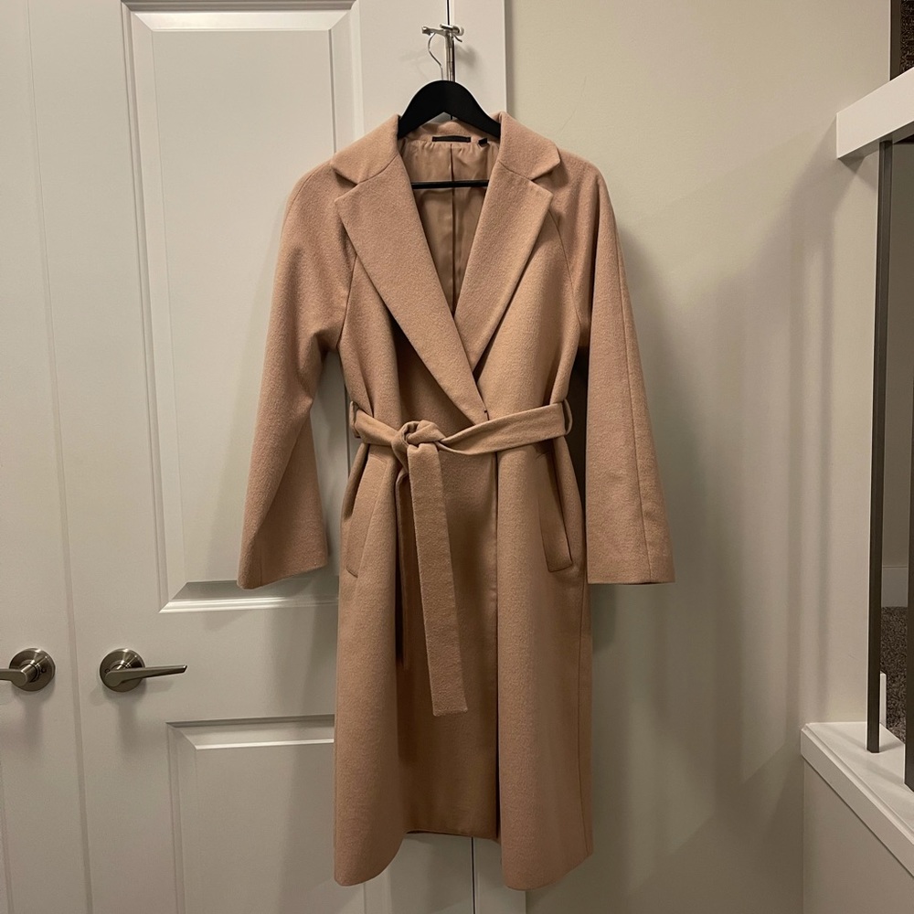 Uniqlo wool-blend coat with tie-belt, S